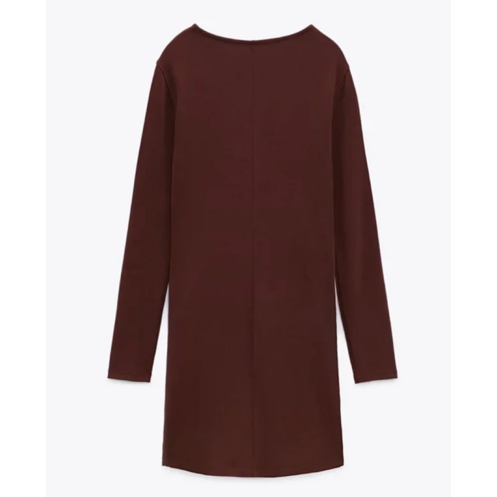 ZARA • Brown Keyhole Cutout Long Sleeve Bodycon Mini Dress, M - Picture 3 of 16